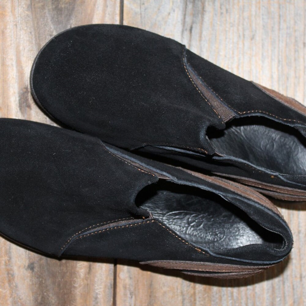 SALE Peace Mocs "Denise Wide" 7 Wide Black & Brown Cushioned Slipon New - Picture 3 of 13
